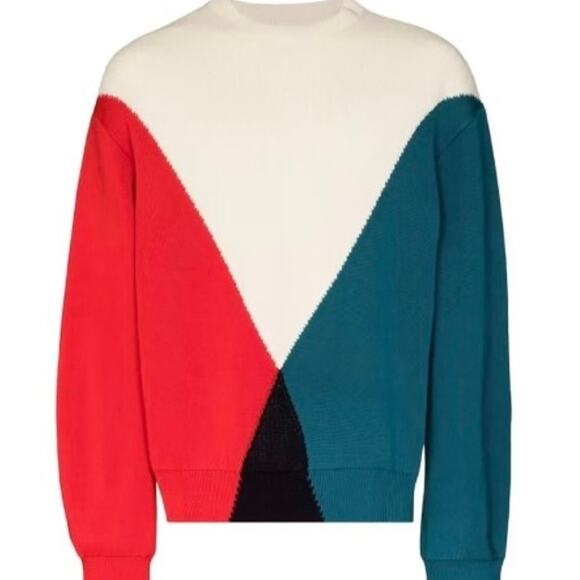 JIL SANDER: Men's Colorblock Cotton/Wool Sweater - 46 (S) - Picture 3 of 7